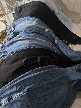 Classic Women's Black & Blue Distressed Jeans Duo